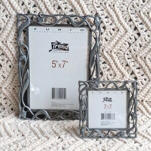 Vintage Furio Trend Collection Pewter Picture Frame Set 5x7 3x3 Art Nouveau